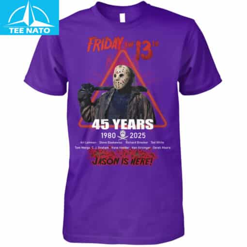 Friday The 13th 45 Years 1980-2025 Jason Is Here Shirt - Image 3
