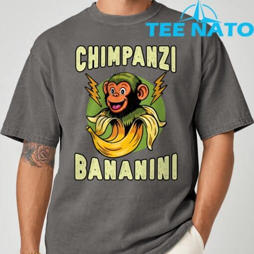Funny Monkey Chimpanzini Bananini Italian Brainrot Meme T-Shirt - Image 5