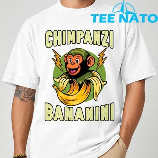 Funny Monkey Chimpanzini Bananini Italian Brainrot Meme T-Shirt - Image 3