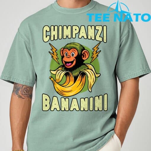 Funny Monkey Chimpanzini Bananini Italian Brainrot Meme T-Shirt - Image 6