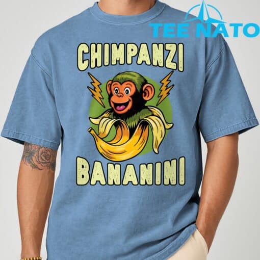 Funny Monkey Chimpanzini Bananini Italian Brainrot Meme T-Shirt - Image 7