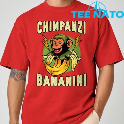 Funny Monkey Chimpanzini Bananini Italian Brainrot Meme T-Shirt - Image 9
