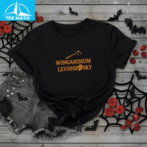 Funny Wizard Halloween Wingardium Leviospooky Shirt - Image 3