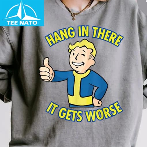 Hang In There It Gets Worse Boy Kids Funny Cute Meme Shirt - Image 4