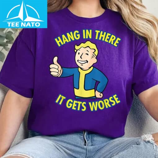 Hang In There It Gets Worse Boy Kids Funny Cute Meme Shirt - Image 3
