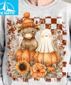 Highland Cow Ghost Pumpkin Fall Halloween Shirt1