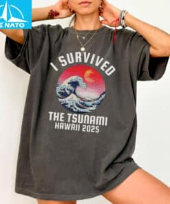 I Survived The Tsunami Hawaii 2025 Wave Art Shirt2