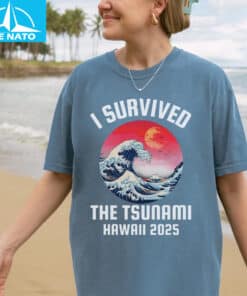 I Survived The Tsunami Hawaii 2025 Wave Art Shirt3