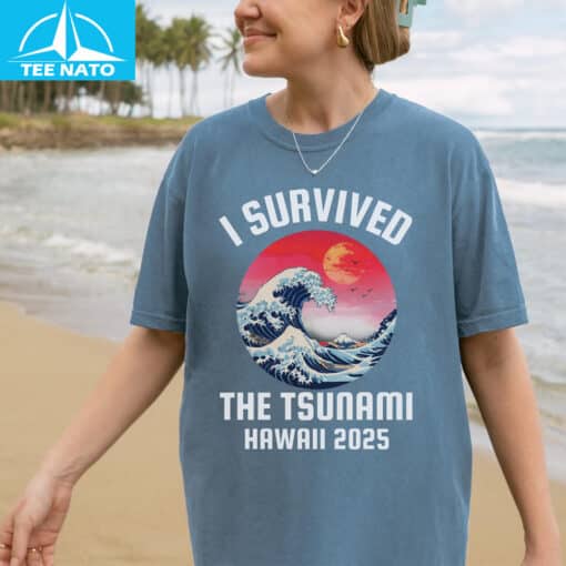 I Survived The Tsunami Hawaii 2025 Wave Art Shirt - Image 4