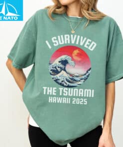 I Survived The Tsunami Hawaii 2025 Wave Art Shirt4