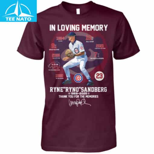 In Loving Memory Ryne Ryno Sandberg 1959-2025 Chicago Cubs Baseball Stats Shirt - Image 3