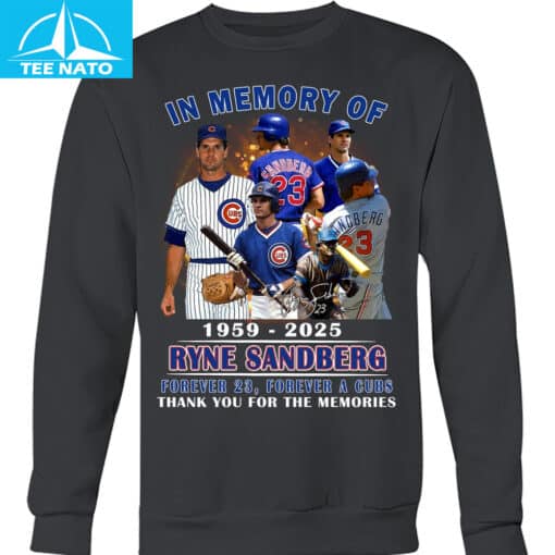 In Memory of Ryne Sandberg 1959-2025 Forever 23 Chicago Cubs Baseball Shirt - Image 6