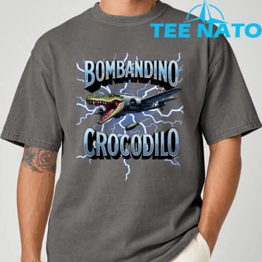 Italian Brainrot Bombardino Crocodilo Bombardiro Crocodilo T-Shirt - Image 8