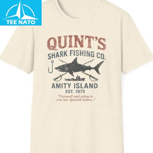 Jaws Theme Quint's Shark Fishing Retro Cult Shirt - Image 3