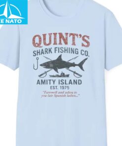 Jaws Theme Quints Shark Fishing Retro Cult Shirt3