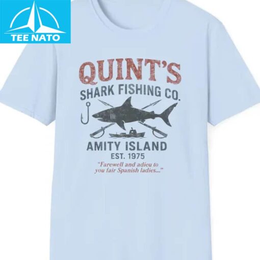 Jaws Theme Quint's Shark Fishing Retro Cult Shirt - Image 4