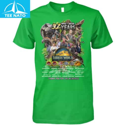 Jurassic World 32 Years 1993-2025 Anniversary Thank You For The Memories Shirt - Image 4