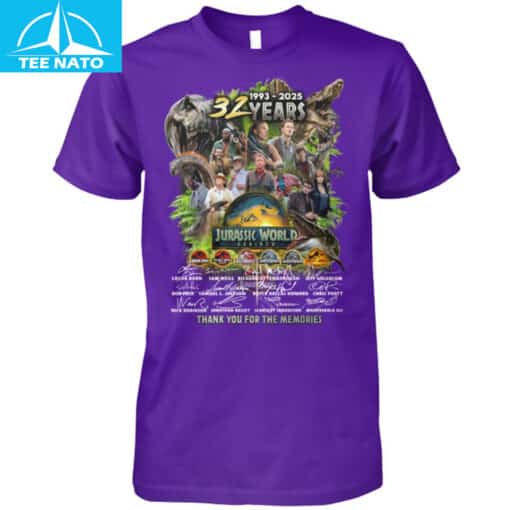 Jurassic World 32 Years 1993-2025 Anniversary Thank You For The Memories Shirt - Image 3