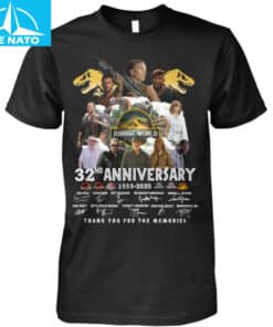 Jurassic World 32nd Anniversary 1993-2025 Thank You For The Memories Cast Signatures Shirt
