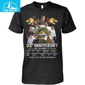 Jurassic World 32nd Anniversary 1993 2025 Thank You For The Memories Cast Signatures Shirt