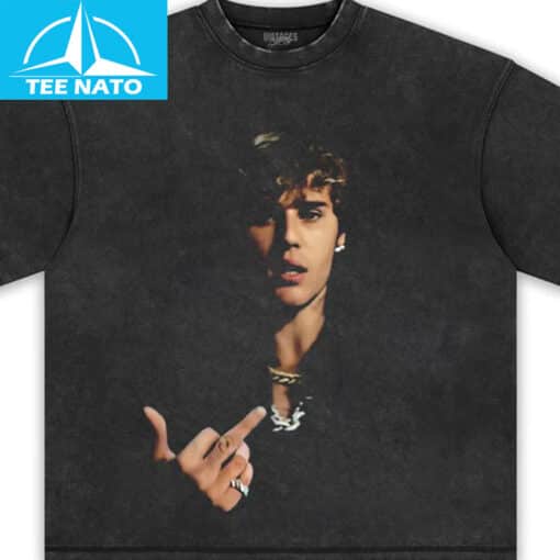 Justin Bieber Middle Finger Graphic Shirt - Image 2