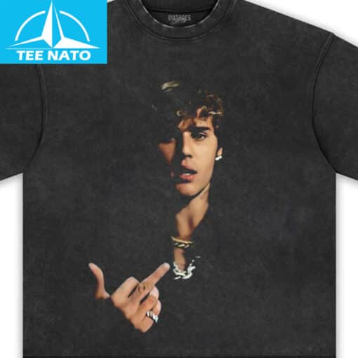 Justin Bieber Middle Finger Graphic Shirt - Image 4