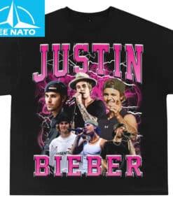 Justin Bieber Pink Lightning Photo Collage Shirt