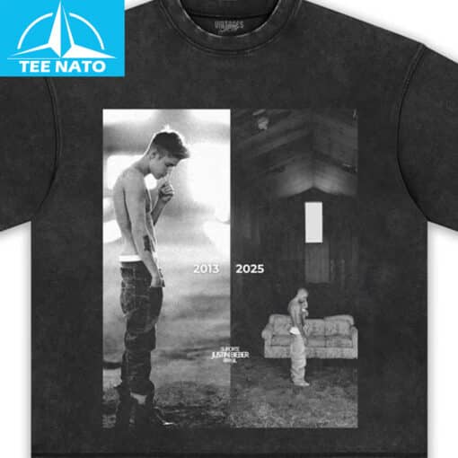 Justin Bieber Then and Now 2013-2025 Shirt - Image 2