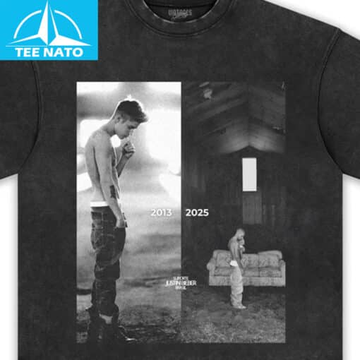 Justin Bieber Then and Now 2013-2025 Shirt - Image 4