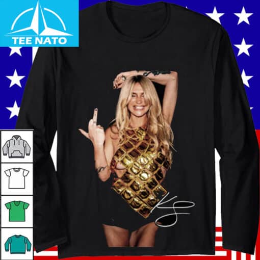 Kesha Flipping Off Gold Top Pop Music Shirt - Image 3
