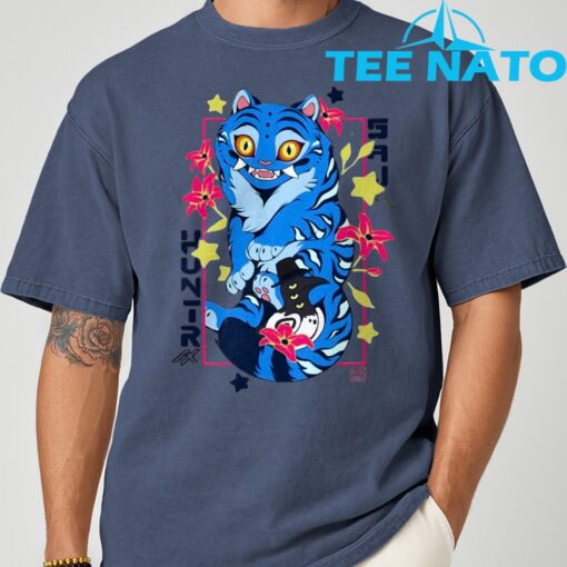 Kpop Demon Saja Huntrix Blue Tiger And Bird T-Shirt - Image 6
