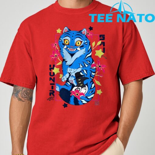 Kpop Demon Saja Huntrix Blue Tiger And Bird T-Shirt - Image 3