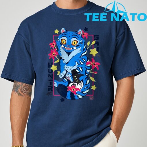 Kpop Demon Saja Huntrix Blue Tiger And Bird T-Shirt - Image 2