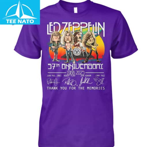 Led Zeppelin 57th Anniversary 1968-2025 Band Fan Shirt - Image 3