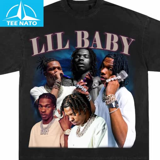 Lil Baby Rapper Photo Collage Graphic Shirt - Image 3