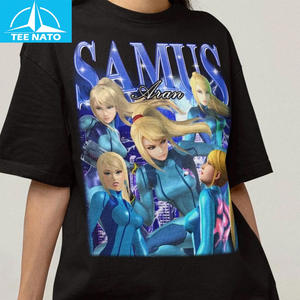 Close-up of the Limited Super Metrodroid Sam Gaming Shirt fabric