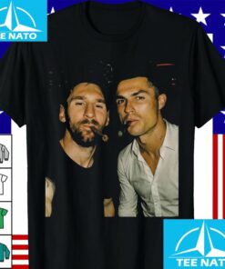 Lionel Messi Cristiano Ronaldo Smoking Cigars Shirt1