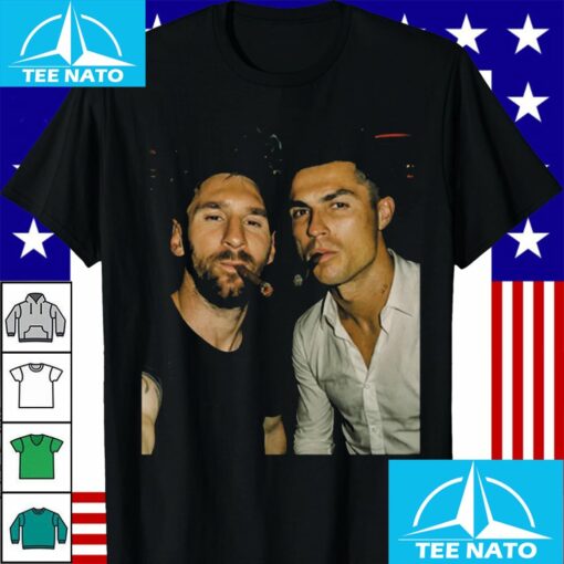 Lionel Messi Cristiano Ronaldo Smoking Cigars Shirt - Image 3