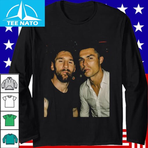 Lionel Messi Cristiano Ronaldo Smoking Cigars Shirt - Image 2