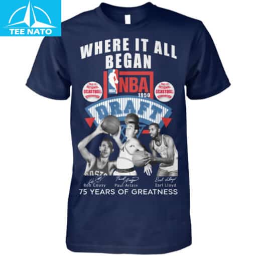 NBA 1950 Draft 'Where It All Began' 75 Years of Greatness Fan Shirt - Image 3