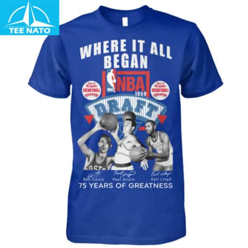 NBA 1950 Draft 'Where It All Began' 75 Years of Greatness Fan Shirt - Image 4