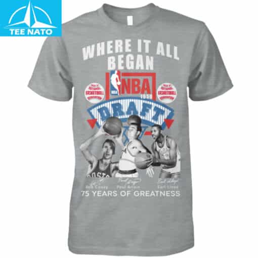 NBA 1950 Draft 'Where It All Began' 75 Years of Greatness Fan Shirt - Image 5