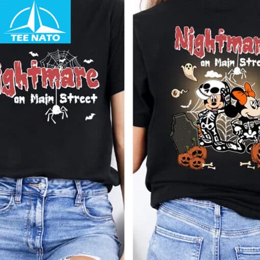 Nightmare On Main Street Disney Mickey And Minnie Skeleton Shirt - Image 2