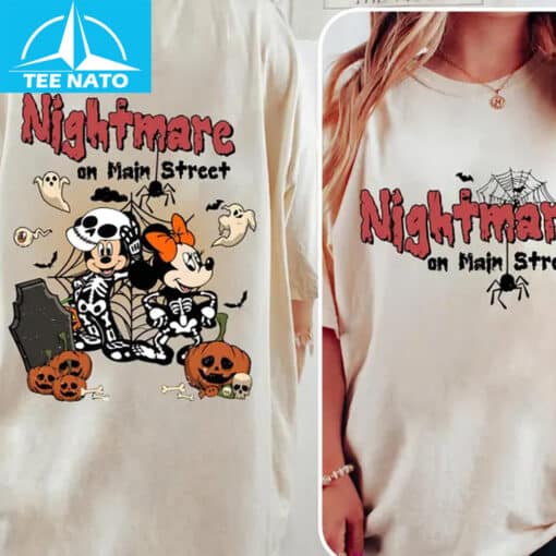 Nightmare On Main Street Disney Mickey And Minnie Skeleton Shirt - Image 3