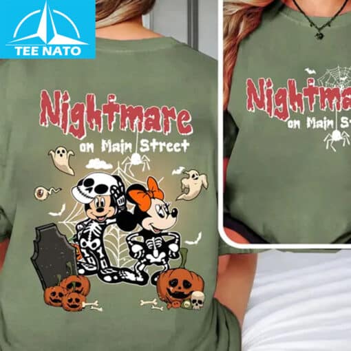Nightmare On Main Street Disney Mickey And Minnie Skeleton Shirt - Image 4
