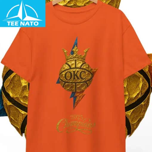 OKC Basketball Gold Champions Fan Shirt - Image 4