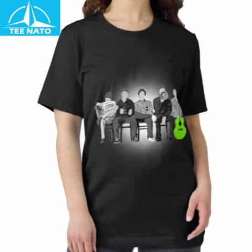 Oasis Band Bench Green Guitar Shirt - Image 4