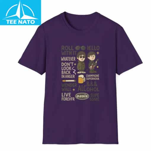 Oasis Band Britpop Music Song Titles Shirt - Image 7
