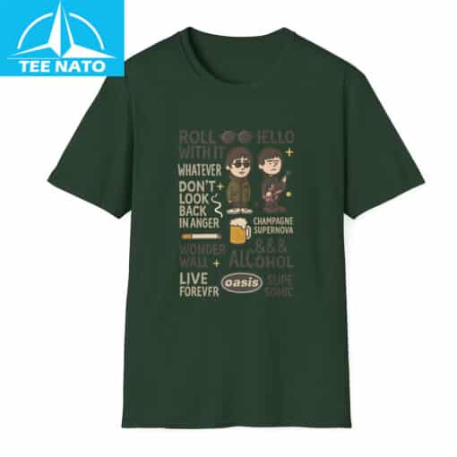 Oasis Band Britpop Music Song Titles Shirt - Image 5