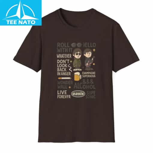 Oasis Band Britpop Music Song Titles Shirt - Image 4